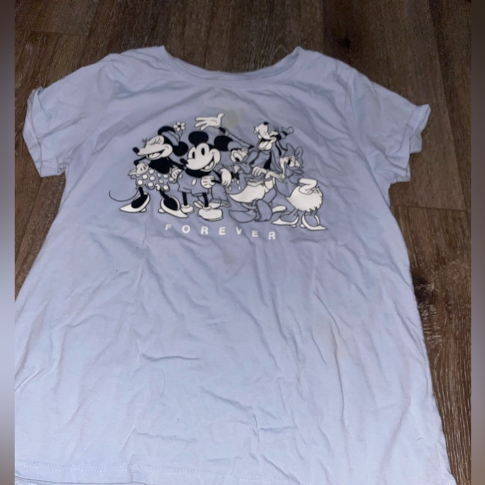 Mickey Mouse shirt light blue with stain should come pit